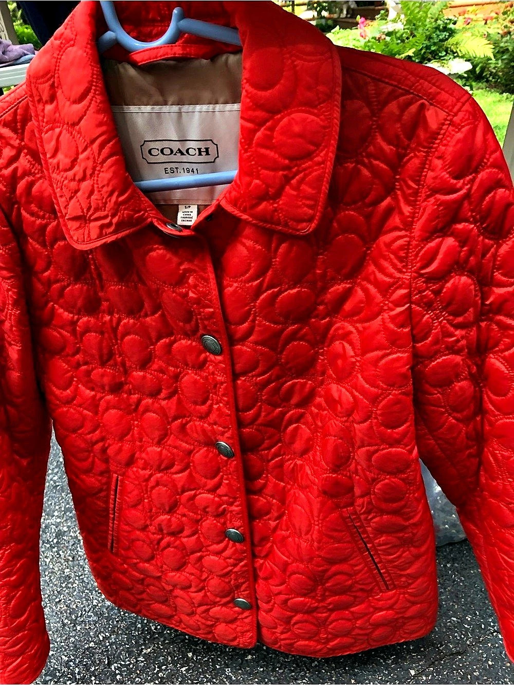 Coach Signature Logo Quilted Jacket in Red